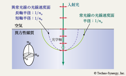 図17　常光線/異常光線の進み方（1）